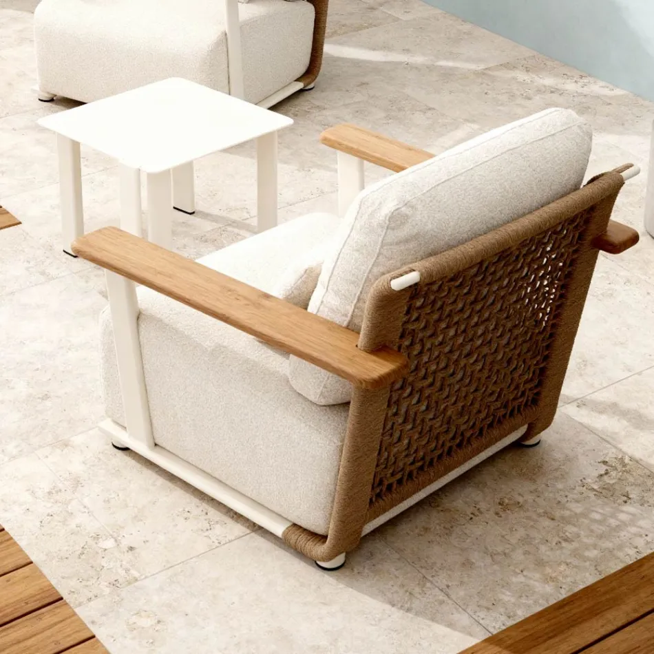 Tuinlounge met bank, 2 fauteuils en salontafel - Montorio Viadurini