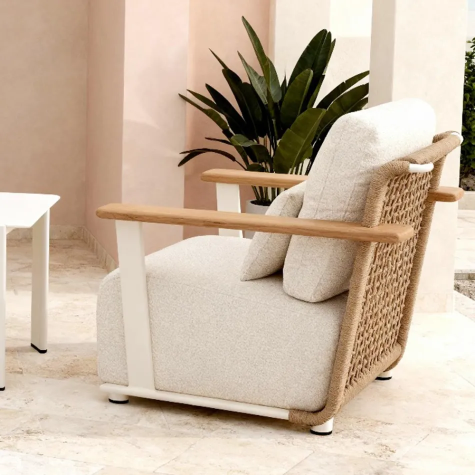 Tuinlounge met bank, 2 fauteuils en salontafel - Montorio Viadurini