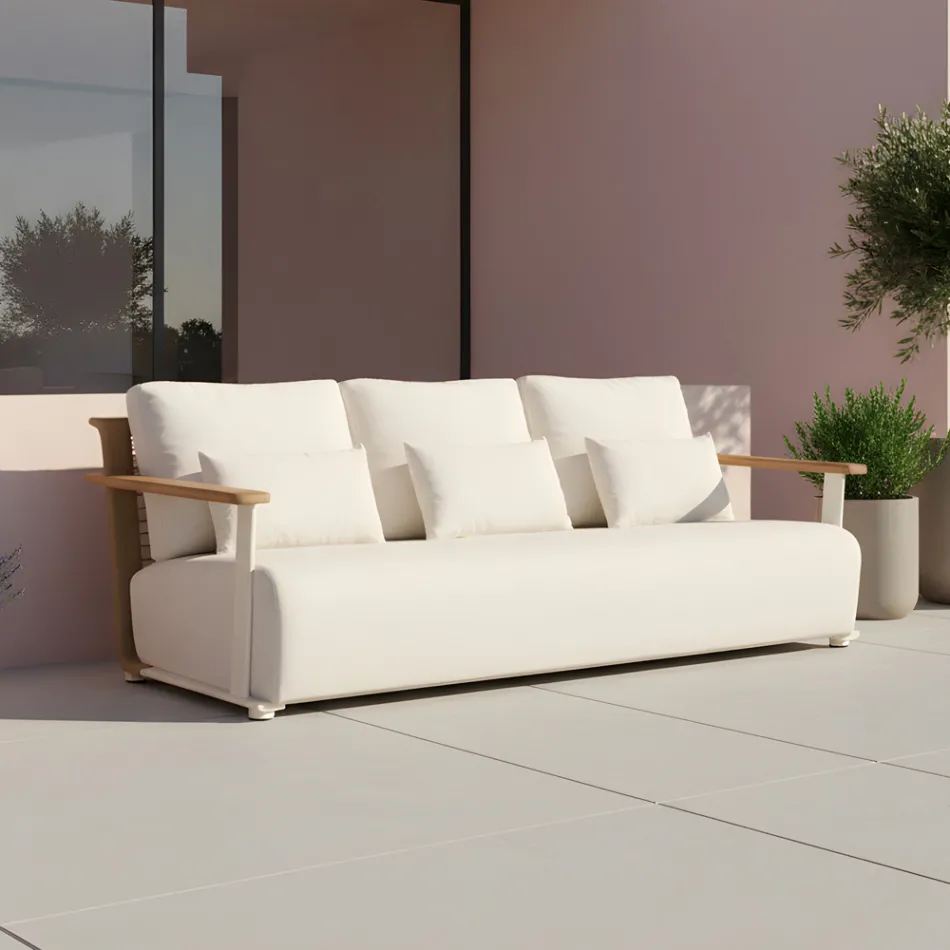 Tuinlounge met bank, 2 fauteuils en salontafel - Montorio Viadurini