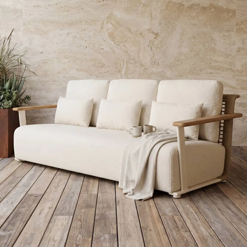 Tuinlounge met bank, 2 fauteuils en salontafel - Montorio Viadurini