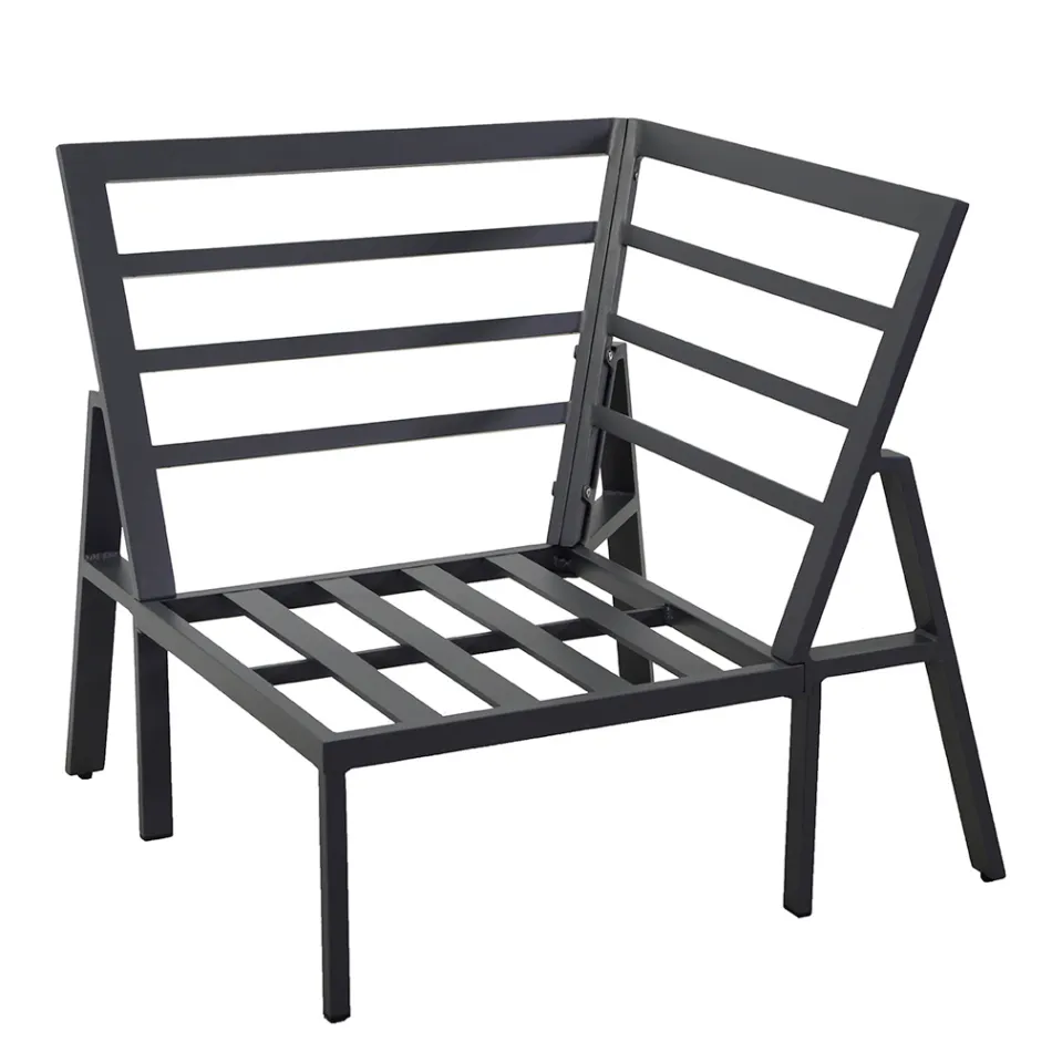 Tuinsalon met bank en salontafel van aluminium - Label Viadurini