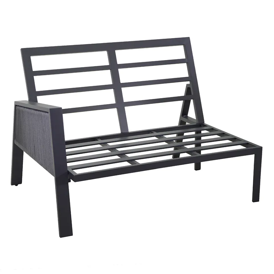 Tuinsalon met bank en salontafel van aluminium - Label Viadurini