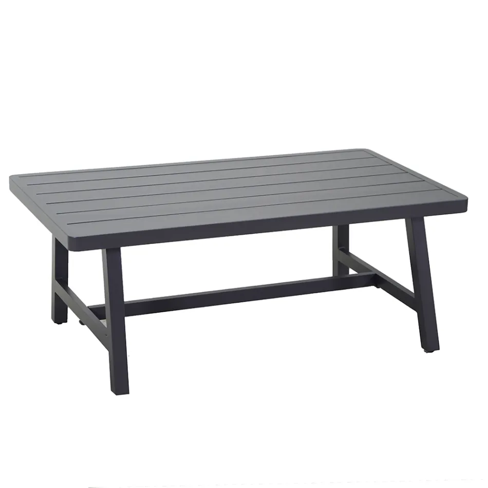 Tuinsalon met bank en salontafel van aluminium - Label Viadurini