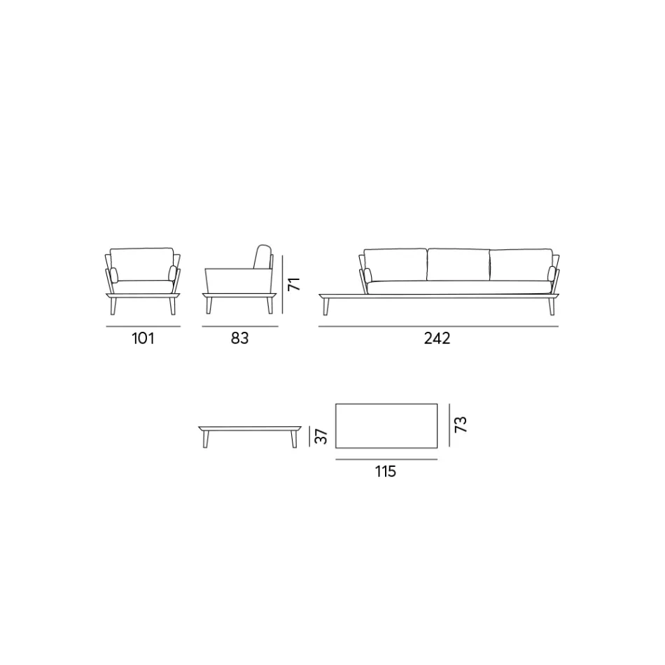 Tuinlounge met antracietgrijze aluminium structuur - Fouquer Viadurini