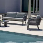 Smeria aluminium en geweven touw tuinloungeset met kussens Viadurini