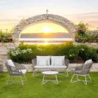 Tuinlounge in aluminium en touwweven - Alcor Viadurini