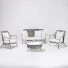 Tuinlounge in aluminium en touwvlechtwerk - Asteria Viadurini
