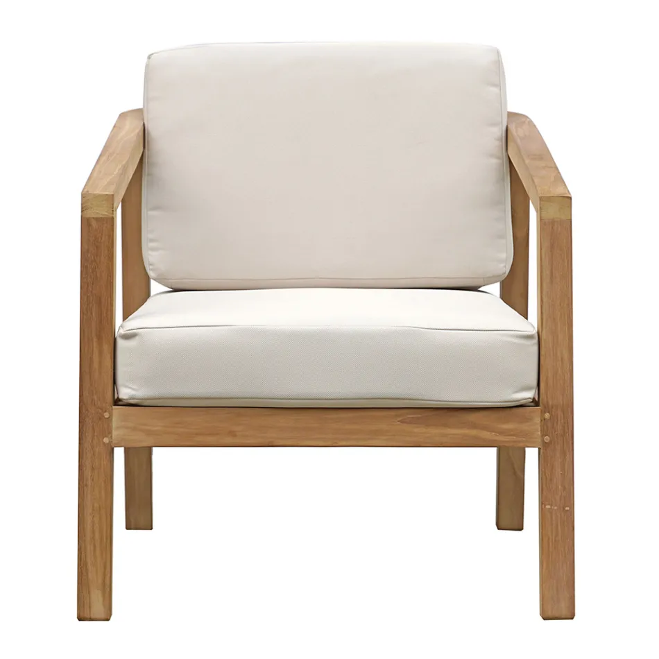 FSC Teakhouten Tuinloungeset met Ecru Kussens - Caresa Viadurini