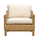 Houten tuinloungeset met rotan en afneembare kussens - Silvara Viadurini