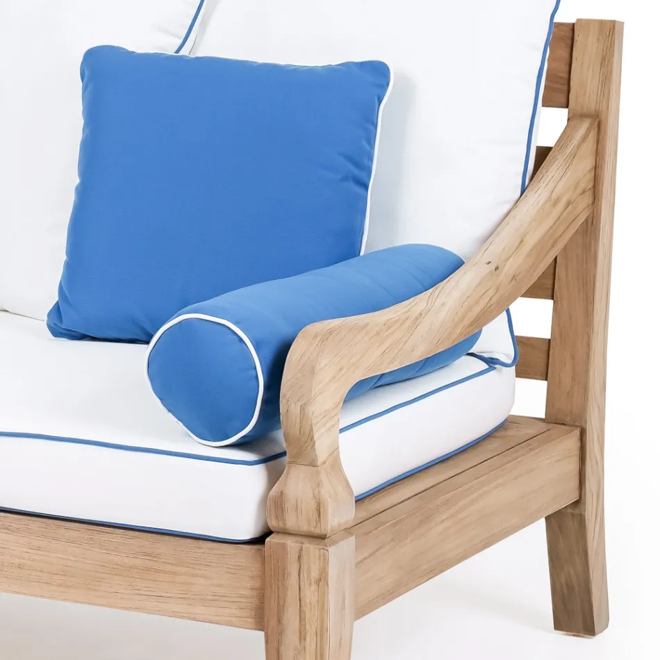 Tuinloungeset in geborsteld natuurlijk teakhout - Artes Viadurini