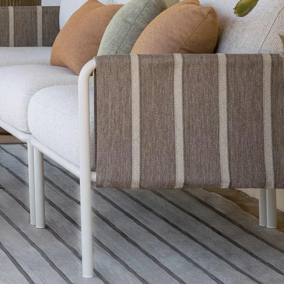 Gegalvaniseerde metalen tuinzitkamer en stoffen kussens - Sognando Viadurini