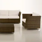 REHAU Polyrattan Tuinloungeset en Witte Kussens - Pepe Viadurini