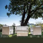 REHAU Polyrattan Tuinloungeset en Witte Kussens - Pepe Viadurini