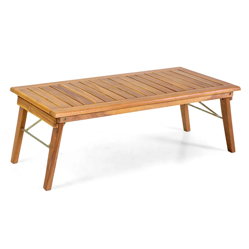 Woonkamer in geolied acaciahout natuurlijke kleur en stof - Bottega Viadurini