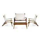 Woonkamer in geolied acaciahout natuurlijke kleur en stof - Bottega Viadurini