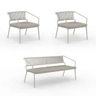 Tuinlounge met fauteuils en metalen bank Made in Italy - Prato Viadurini