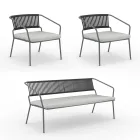 Tuinlounge met fauteuils en metalen bank Made in Italy - Prato Viadurini