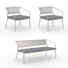 Tuinlounge met fauteuils en metalen bank Made in Italy - Prato Viadurini