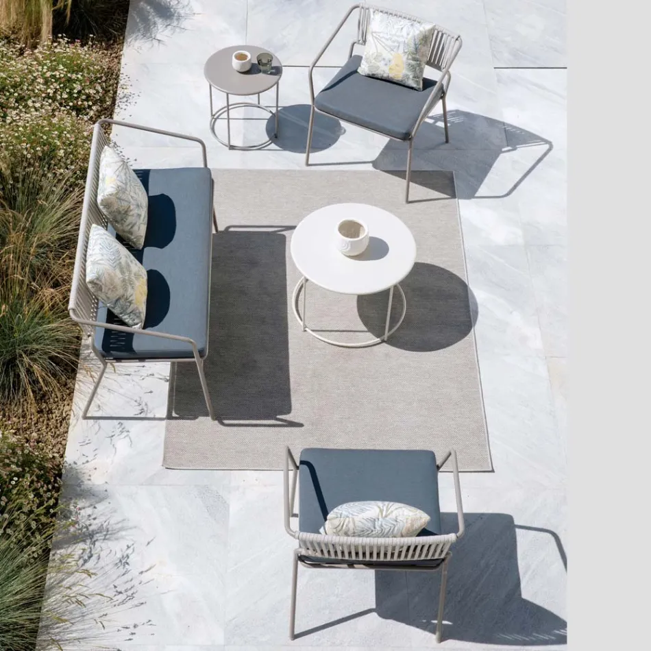 Tuinlounge met fauteuils en metalen bank Made in Italy - Prato Viadurini
