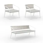 Tuinlounge met fauteuils en metalen bank Made in Italy - Prato Viadurini