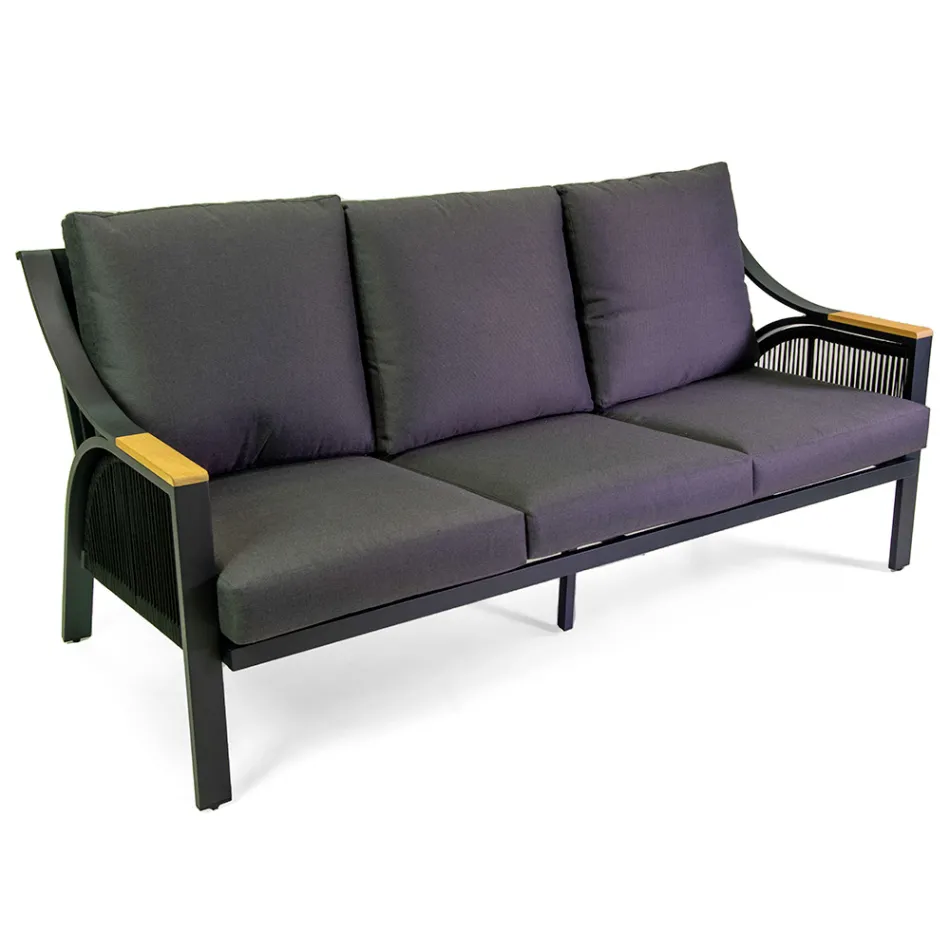 Woonkamer van aluminium met armleuningen van Braziliaans teakhout - Dagboek Viadurini