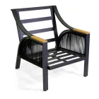 Woonkamer van aluminium met armleuningen van Braziliaans teakhout - Dagboek Viadurini