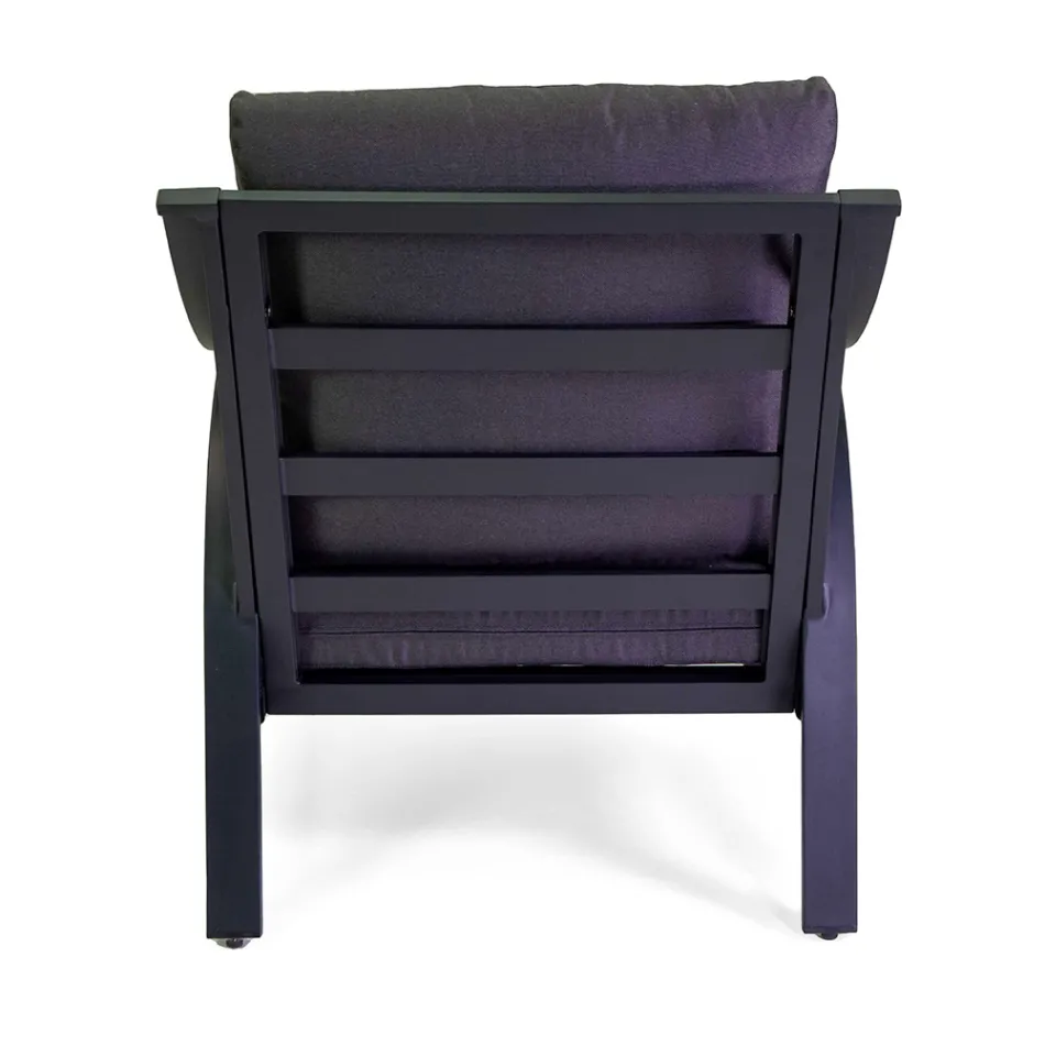 Woonkamer van aluminium met armleuningen van Braziliaans teakhout - Dagboek Viadurini