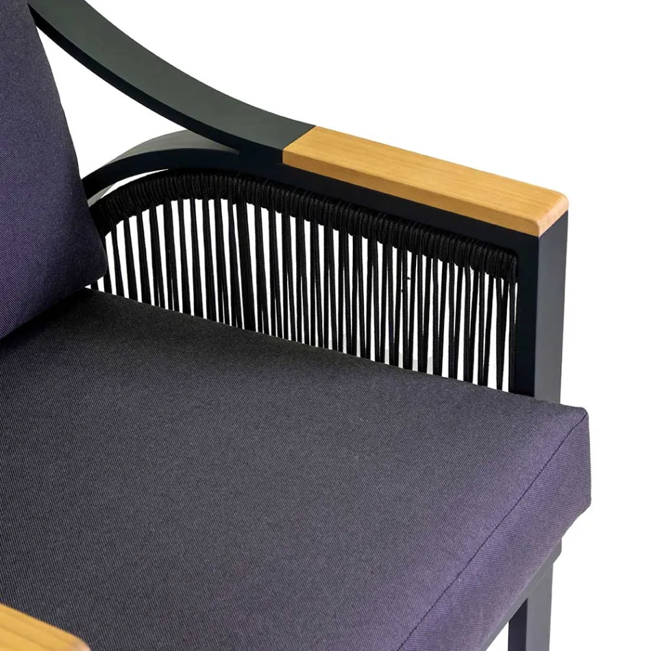 Woonkamer van aluminium met armleuningen van Braziliaans teakhout - Dagboek Viadurini