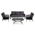 Woonkamer van aluminium met armleuningen van Braziliaans teakhout - Dagboek Viadurini