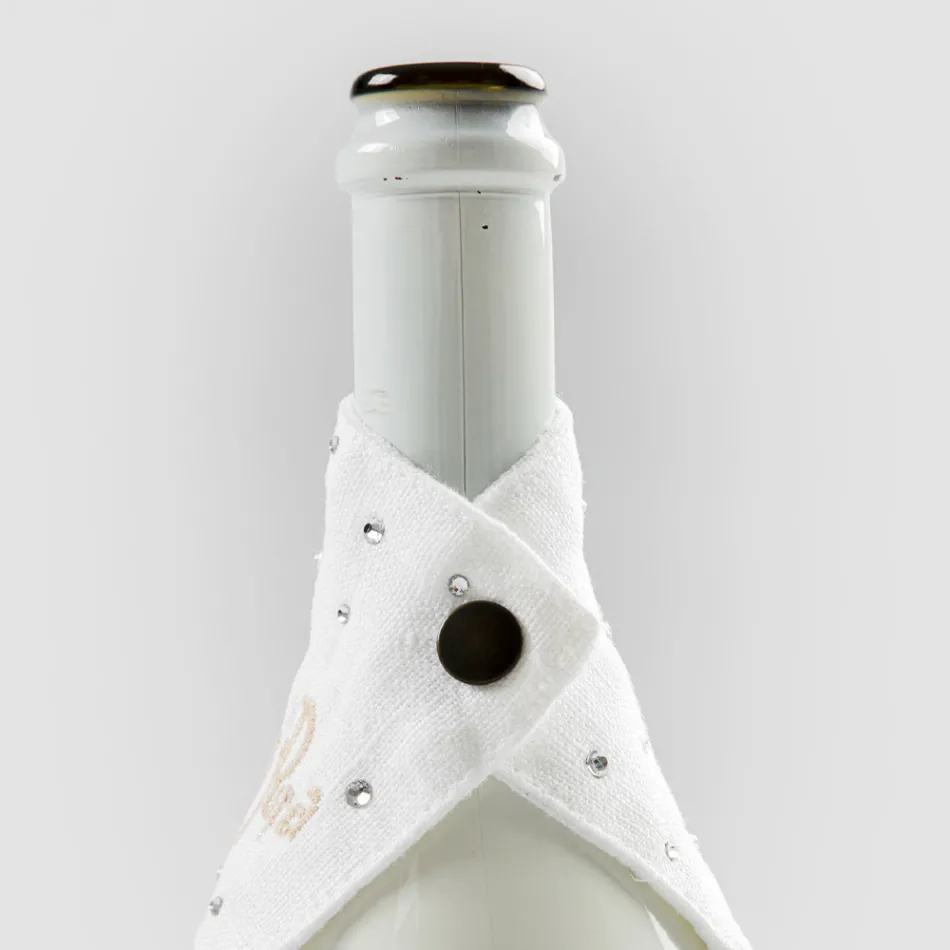 Witte of zwarte linnen lekbak met borduurwerk en kristallen 2 stuks - Salvino Viadurini