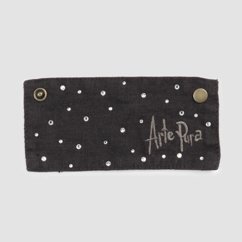 Witte of zwarte linnen lekbak met borduurwerk en kristallen 2 stuks - Salvino Viadurini