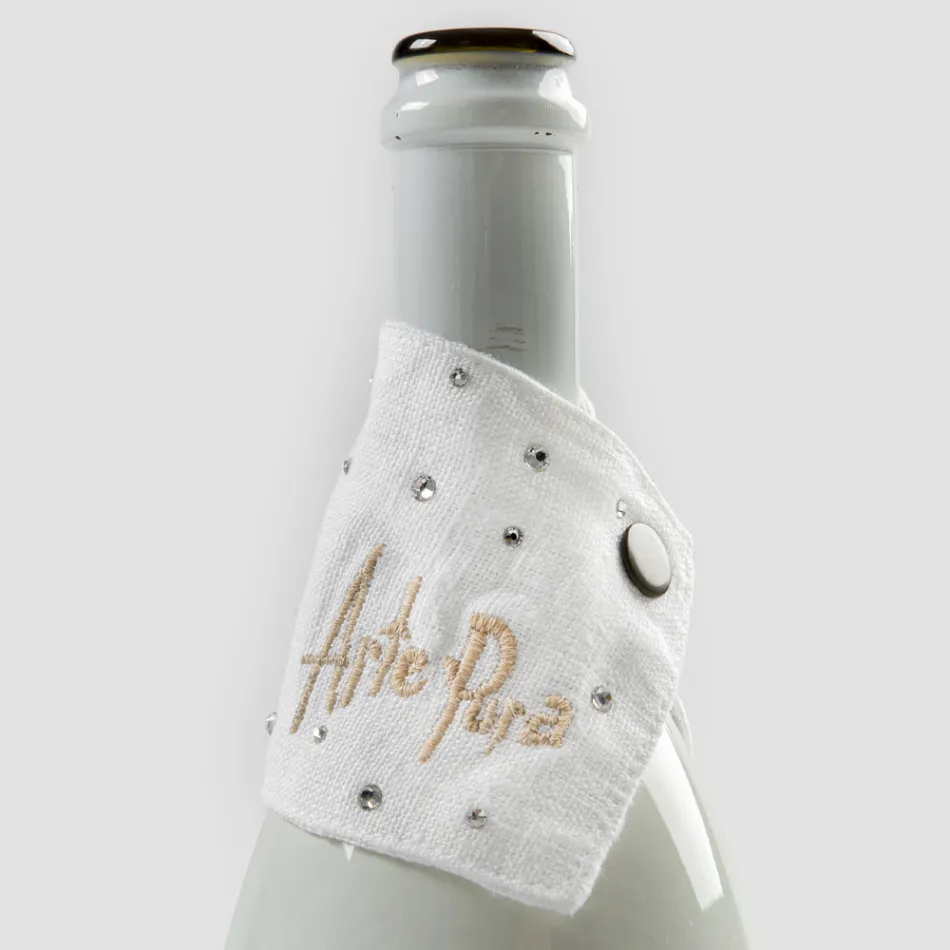 Witte of zwarte linnen lekbak met borduurwerk en kristallen 2 stuks - Salvino Viadurini