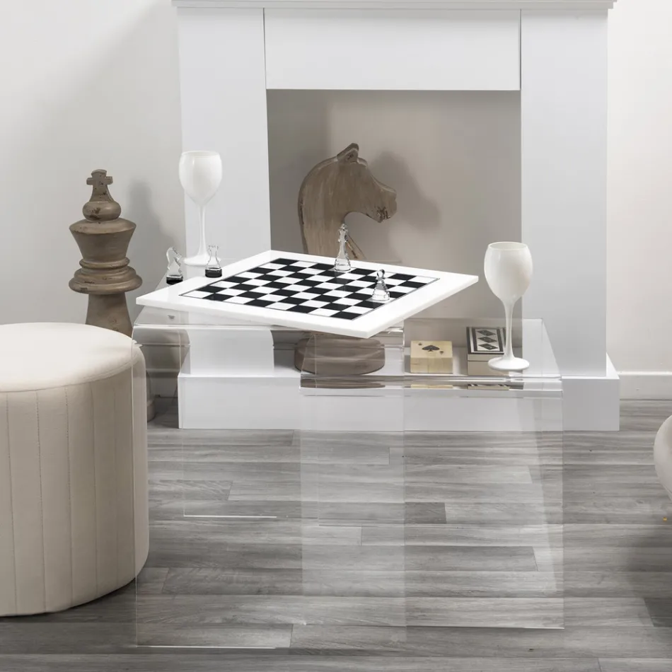 Modern zwart of wit plexiglas schaakbord gemaakt in Italië - Checkmate Viadurini