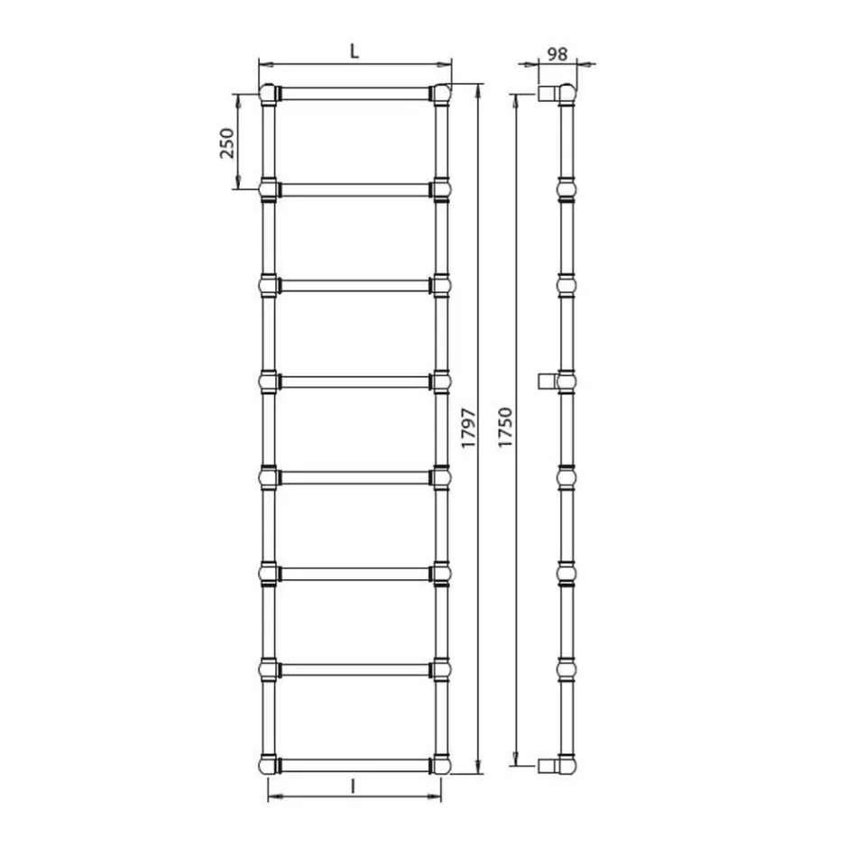 Hydraulische modulaire handdoekverwarmer messing buis goud 311 W - Caesar Viadurini