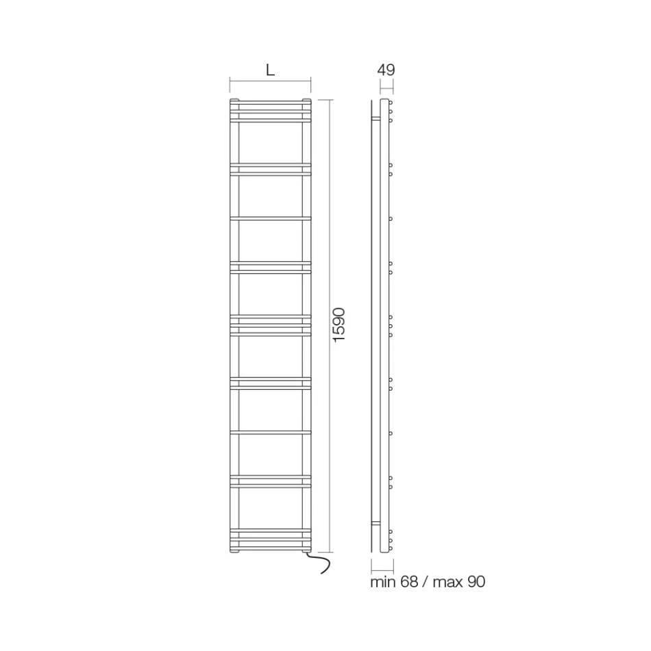 Handdoekverwarmer met elektrisch systeem in staal Made in Italy - Ananas Viadurini