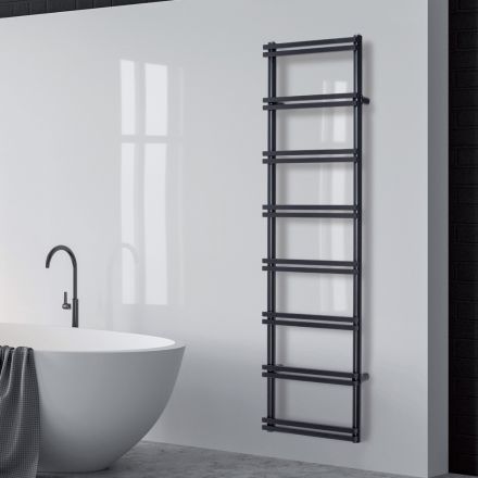 Elektrische handdoekverwarmer met verticale collectoren, gemaakt in Italië - Zenzero Viadurini