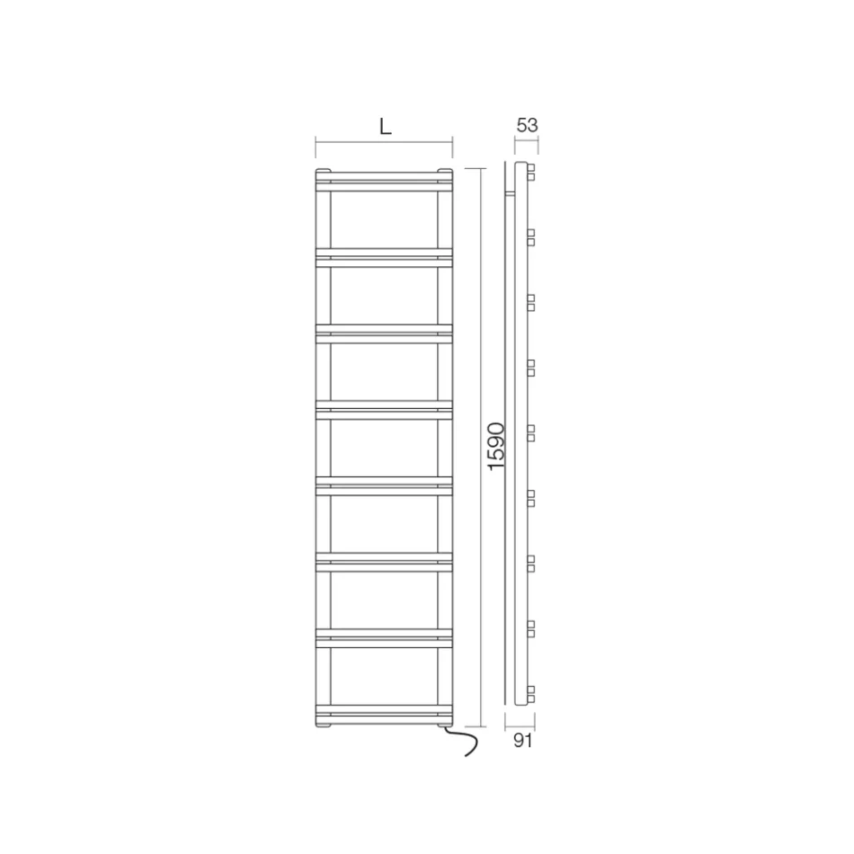 Elektrische handdoekverwarmer met verticale collectoren Made in Italy - Ginger Viadurini