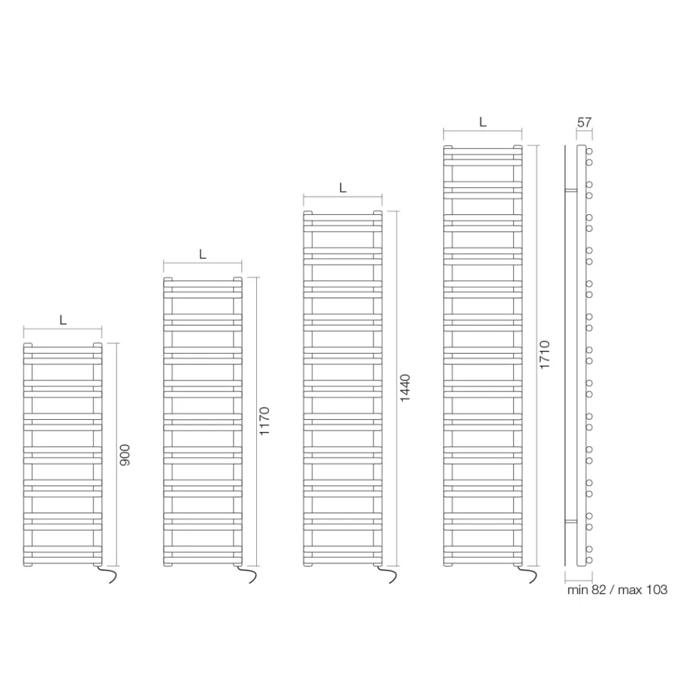 Elektrische handdoekverwarmer met horizontale verwarmingselementen, gemaakt in Italië - Amaretti Viadurini