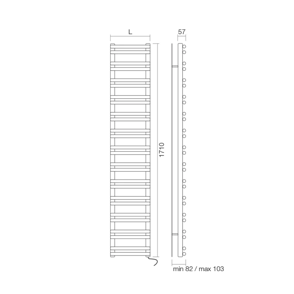 Elektrische handdoekverwarmer met horizontale elementen Made in Italy - Amaretti Viadurini