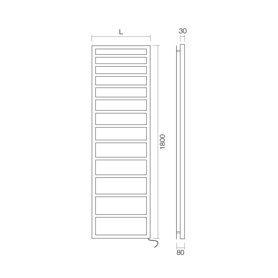 Elektrische handdoekverwarmer met eenvoudige lijnen in staal Made in Italy - Pistache Viadurini