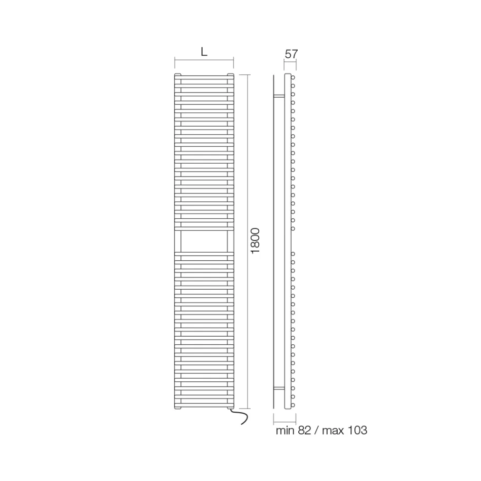Elektrische handdoekverwarmer van koolstofstaal - zacht Viadurini