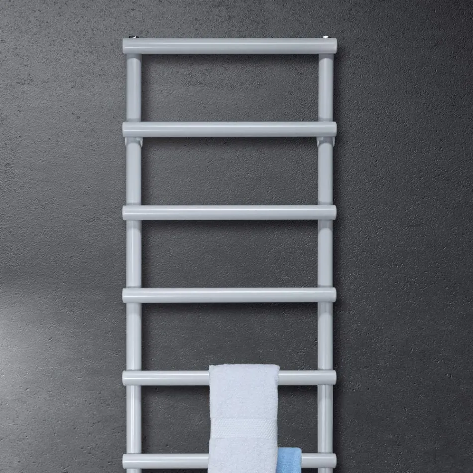 Hydraulische handdoekverwarmer met ronde elementen Made in Italy - Aardbei Viadurini