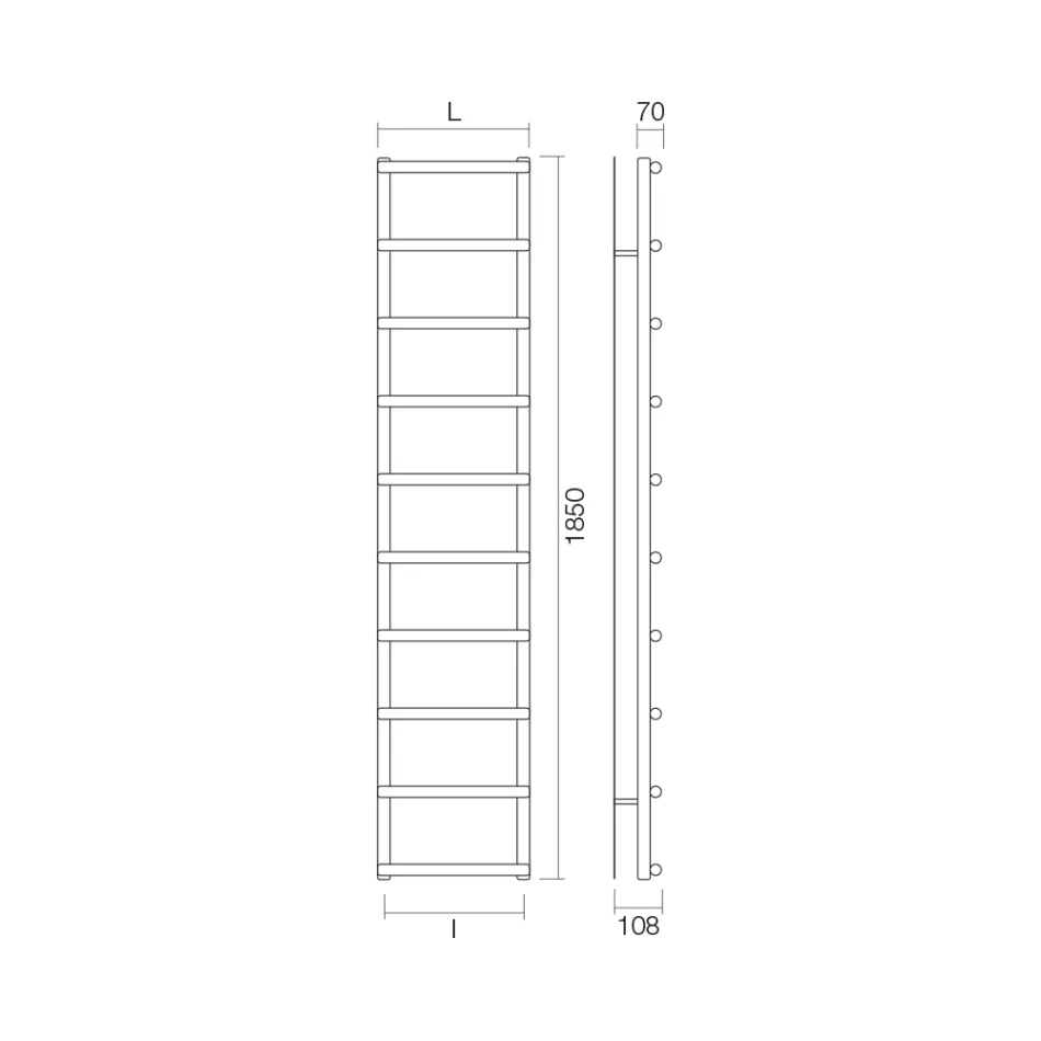 Hydraulische handdoekverwarmer met ronde elementen Made in Italy - Aardbei Viadurini
