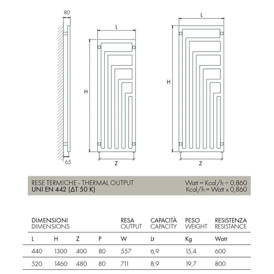 Hydraulische stalen handdoekwarmer met modern design, gemaakt in Italië - Potentia Viadurini