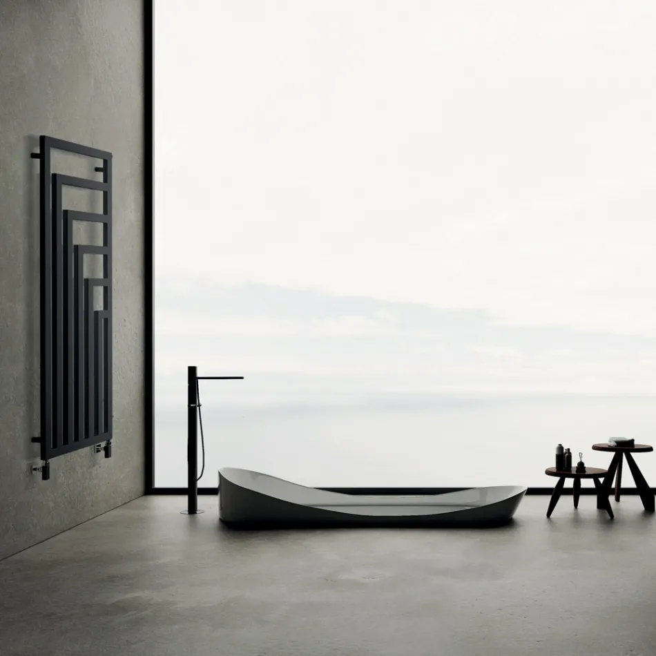 Hydraulische stalen handdoekwarmer met modern design, gemaakt in Italië - Potentia Viadurini