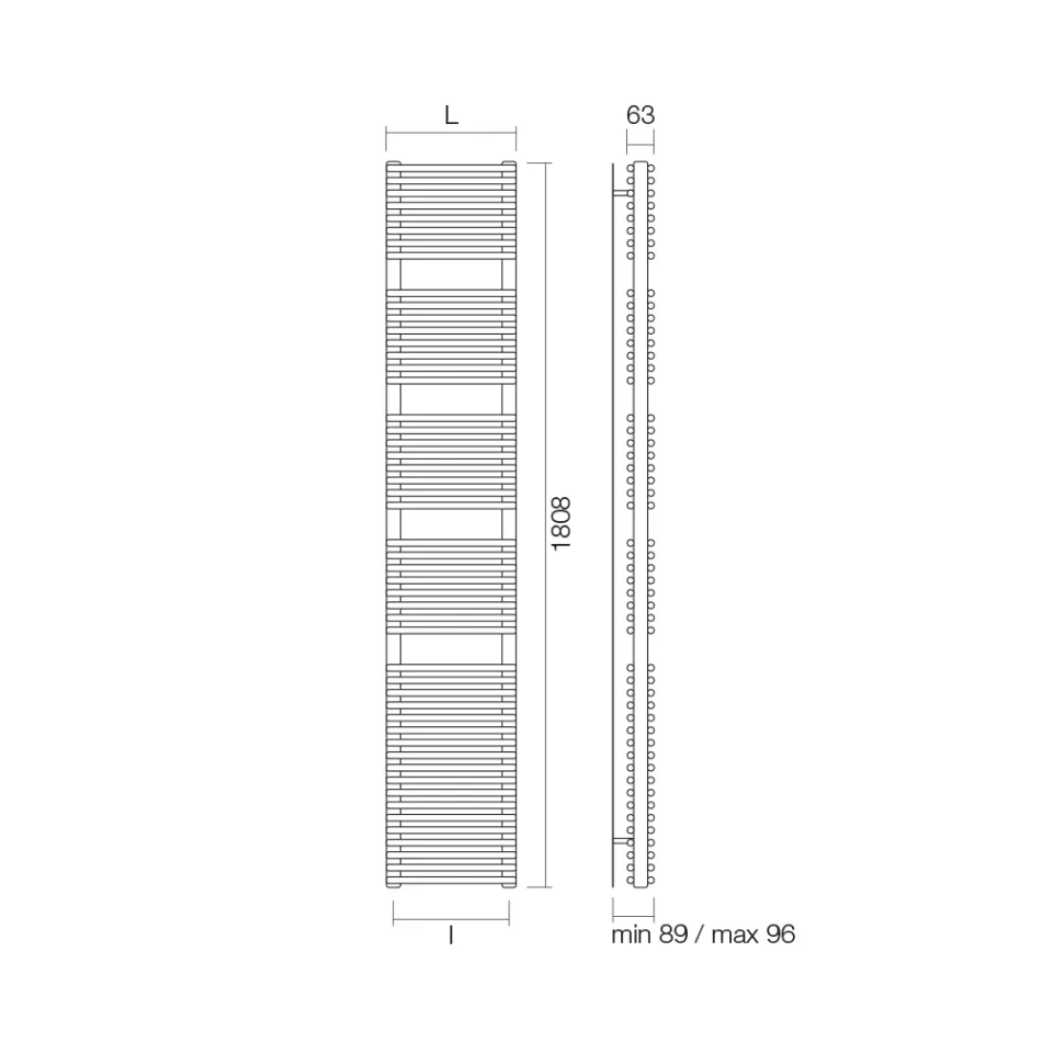Hydraulische handdoekverwarmer in staal-aluminium afwerking Made in Italy - Brioches Viadurini
