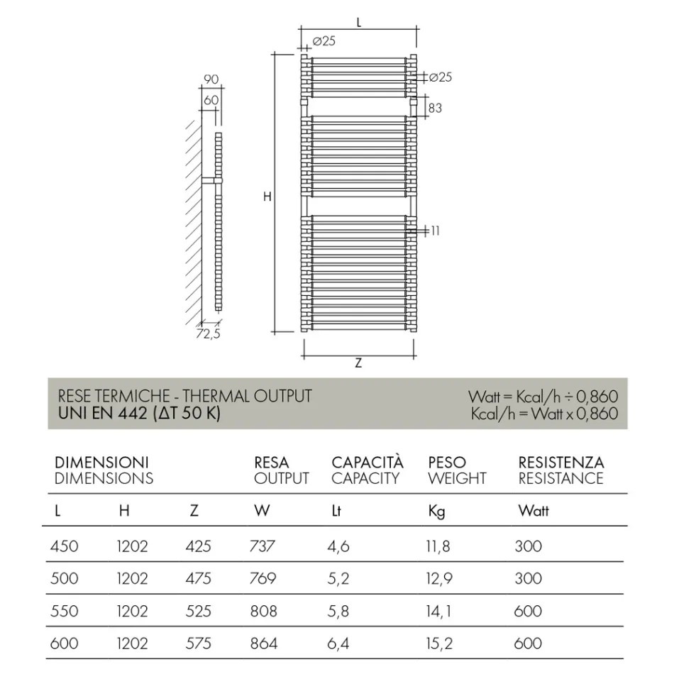 Hydraulische handdoekwarmer in staalchroom en gouden afwerking Gemaakt in Italië - Laura Viadurini