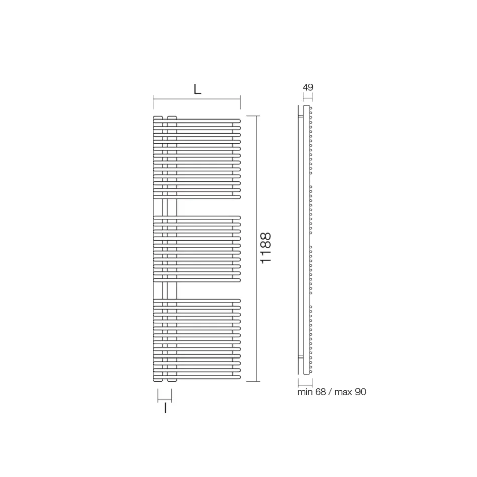 Handdoekverwarmer van koolstofstaal met gemengd systeem - Pinda's Viadurini