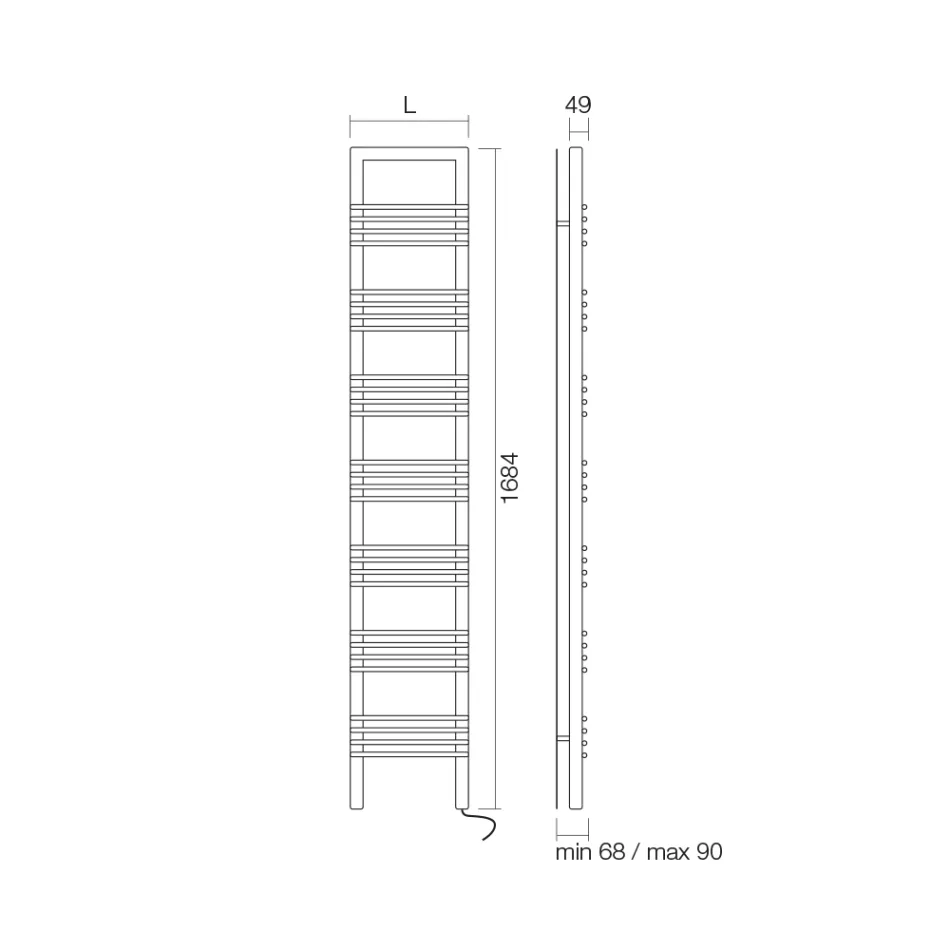 Stalen handdoekverwarmer met elektrisch systeem Made in Italy - Rum Viadurini