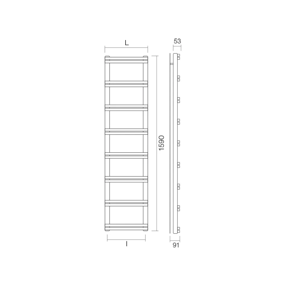 Gemengde handdoekverwarmer met verticale spruitstukken Made in Italy - Ginger Viadurini